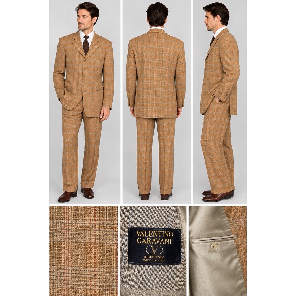VTG Rare Valentino Uomo 5-button 2 Pc Suit 40R Pleat Cuffed Pants 90s Collector